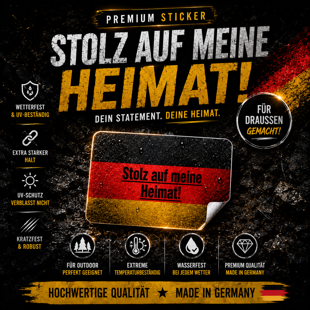 🚨BESTSELLER!🇩🇪🦅 „STOLZ AUF MEINE HEIMAT“ Aufkleber DIN A8