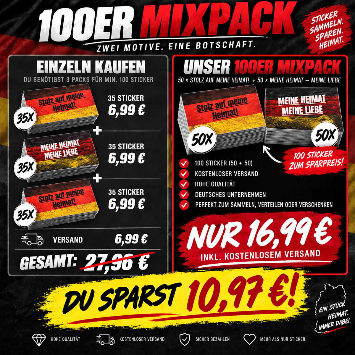 JETZT SPAREN! 100er Heimatliebe Sticker Mixpack