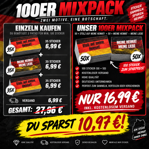 JETZT SPAREN! 100er Heimatliebe Sticker Mixpack